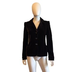 Armani Collezioni Black Velvet Blazer with Notched Lapels
